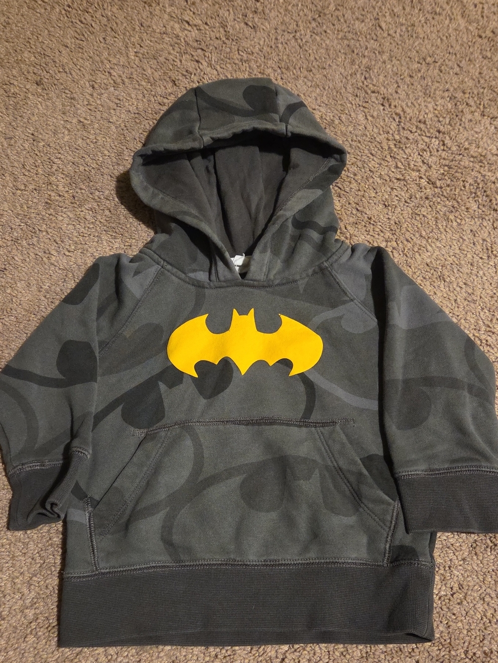 Batman Logo Boys' Hooded Sweatshirt - Gray & Yellow